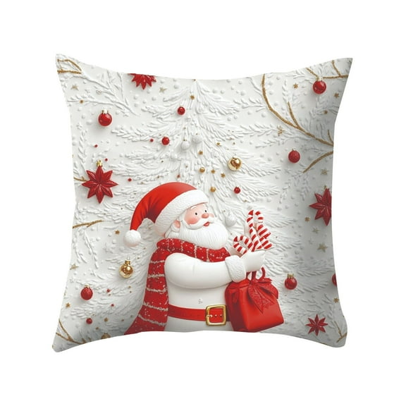 Noothes 3D Christmas Throw Pillow 18x18 Inch with Santa Snowman Gnomes Patterns, Soft Polyester Festive Sofa Couch Decor with Concealed Zipper for Seasonal Holiday Accent