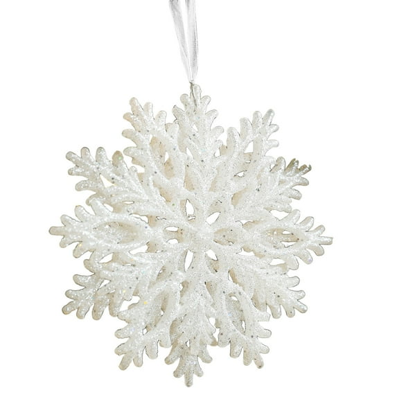 Noothes 3D Snowflake Ornaments, Double-Sided Sparkling PVC Christmas Decor with Silver Hanging Loops for Holiday Tree and Home Display