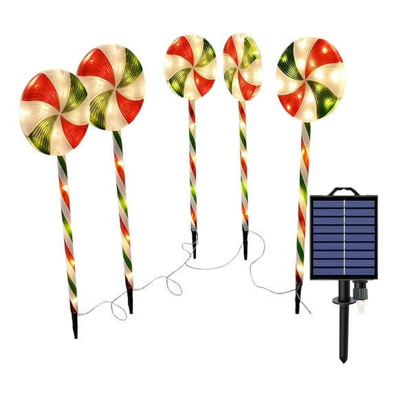 Noothes 5-Pack Christmas Lollipop Lights, 8 Flickering Modes Candy-Shaped Outdoor Decor for Holiday Display