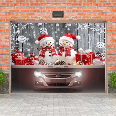 Noothes 7x16 FT Christmas Garage Door Cover with Colorful Snowflakes Magnetic Outdoor Holiday Decor for Winter Background