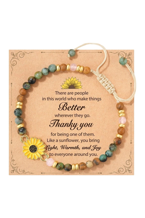 Adjustable Sunflower Bracelet for Women - Inspirational Sunshine Jewelry Gift for Birthday Christmas Thank You Occasions, Perfect for Friends and Coworkers