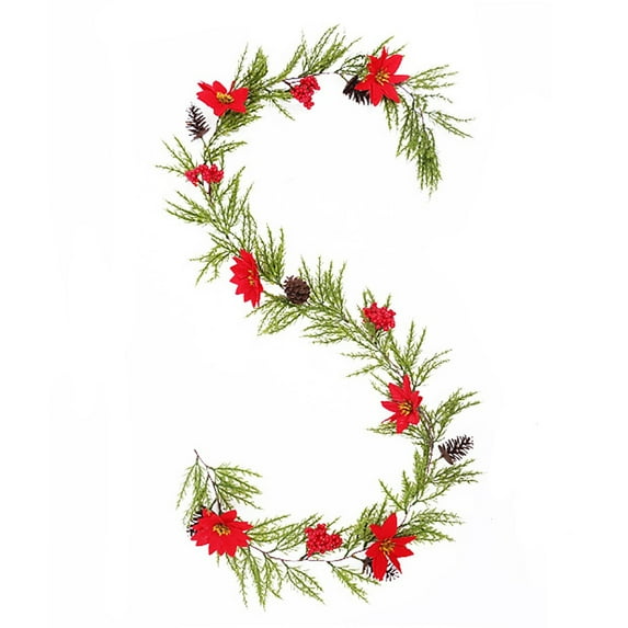 Noothes Artificial Christmas Garland with Red Vines and Pinecones, Indoor Outdoor Seasonal Vine Decor for Thanksgiving Christmas Wedding and Home Kitchen