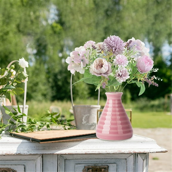 Noothes Artificial Rose Bouquet Pink Silk Flowers Hand Tied Realistic Simulation Roses for Home Decor Wedding Centerpiece Gift