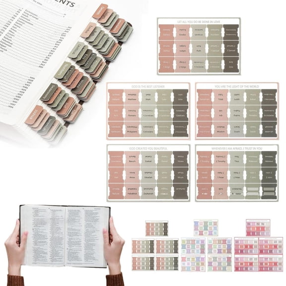 Noothes Bible Tabs Laminated Boho Theme Adhesive Book Tabs for Women and Men Sticky Index Tabs Page Markers for Study and Bible Journaling Supplies Planner Accessories