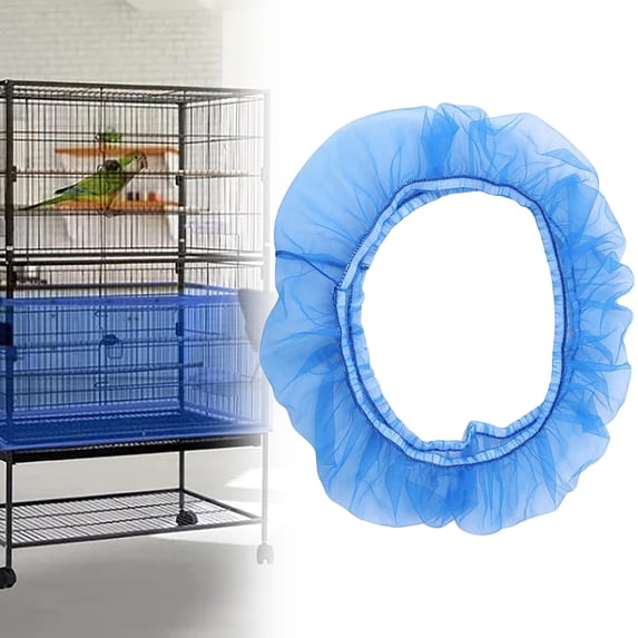 Noothes Bird Cage Seed Catcher Bird Cage Net Adjustable Soft Breathable Nylon Seed Catcher for Bird Cage Accessories Round Square Cage