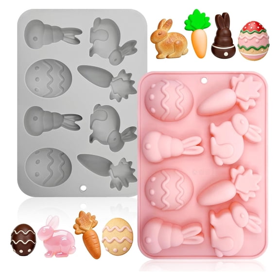 Noothes Bunny Silicone Mold, Easter Egg Molds Silicone for Baking Cake Pop, Silicone Easter Molds for Chocolate Fondant, Non-Stick DIY Soap Craft Tool