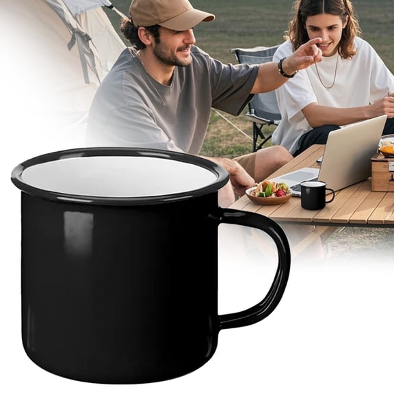 Noothes Camping Enamel Mug 12oz, Vintage Campfire Coffee Mug with Handle for Outdoor Travel and Home Use