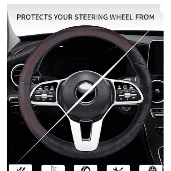 Noothes Car Steering Wheel Cover Black Thin Steering Wheel Cover Elastic Fiber Universal Fit Non-Slip Breathable Auto Interior Accessory