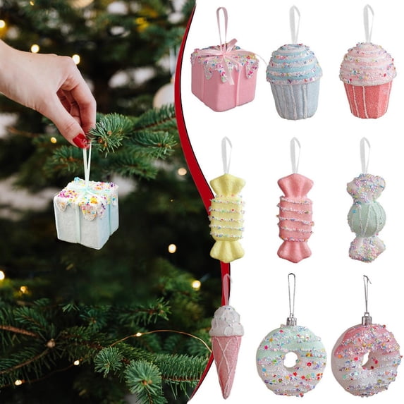 Noothes Christmas Food Ornaments and Dessert Props, Cute Christmas Ornaments and Candy Christmas Ornaments, Christmas Tree Decorations for Candyland Decor