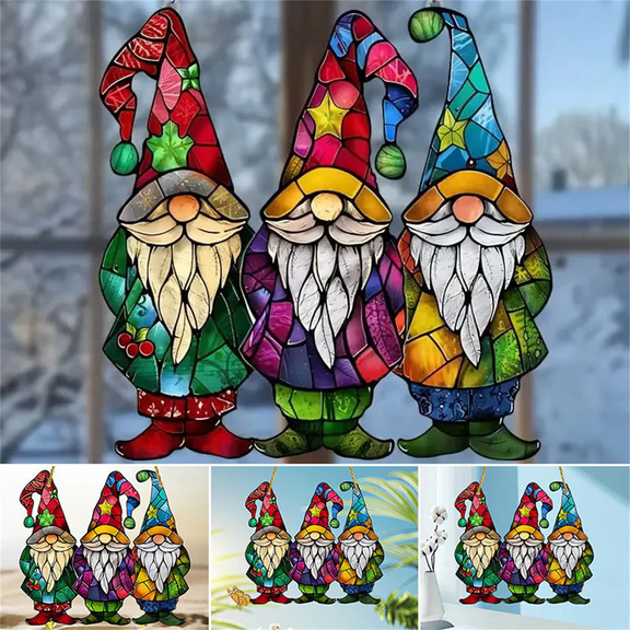 Noothes Christmas Gnome Decorations, Gifts for Christmas Gnome Lover, 3-Pack High-Quality Acrylic Hanging Ornament, Festive Outdoor/Indoor Decor, 30g Lightweight Gift