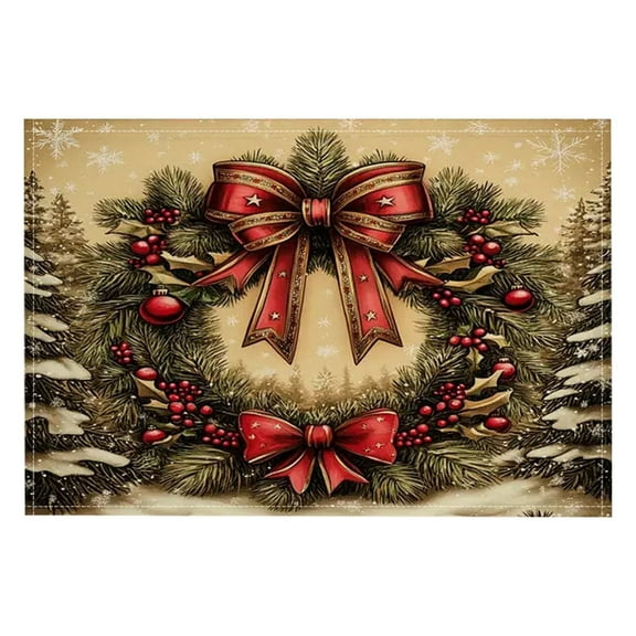 Noothes Christmas Placemats, 12x18 Inch Heat Resistant Table Mats for Winter Holiday Dining, Machine Washable Linen Placemats for Festive Home Decor and Family Gatherings