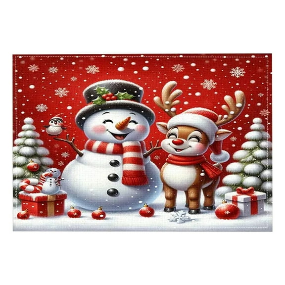 Noothes Christmas Placemats , 12x18 Inch Heat Resistant Table Mats for Winter Holiday Dining, Machine Washable Linen Placemats for Festive Home Decor and Family Gatherings