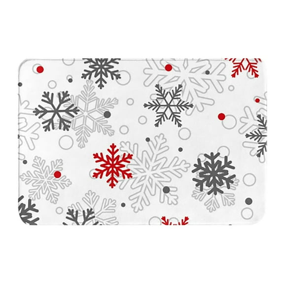 Noothes Christmas Snowflake Bath Mat, Quick-Dry Polyester Bathroom Rug for Indoor Outdoor Holiday Decor in Kitchen and Bedroom