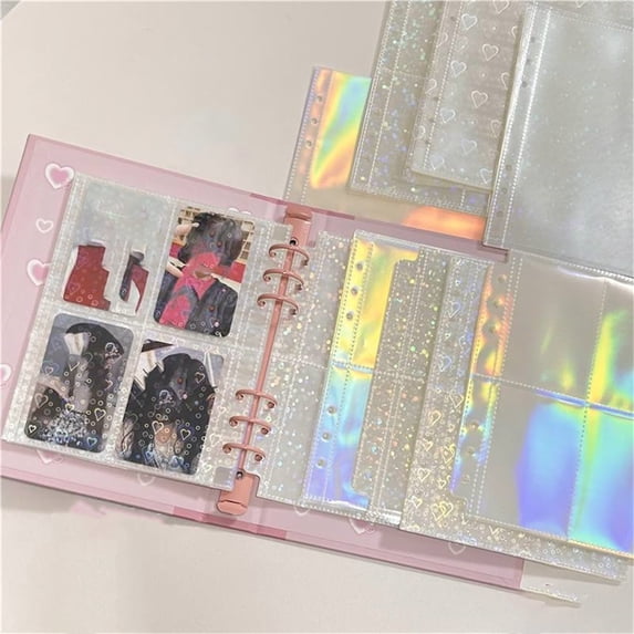 Noothes Clear Binder Sleeves A5 Pocket Inserts Photocard Sleeves Top Loading Sheet Protector Double 4 Pocket Photo Pages for 6 Ring A5 Binder