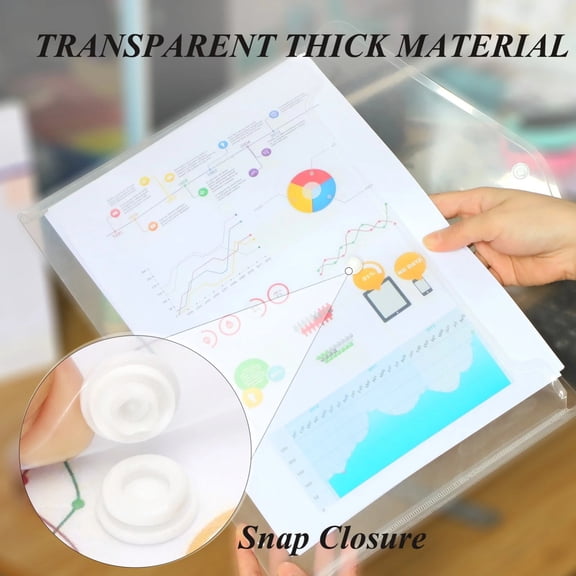 Noothes Clear Folders Plastic Envelopes, 12 Packs A5 Letter Size Poly Folders with Secure Closure, Clear Folder Sleeves for Document Organization
