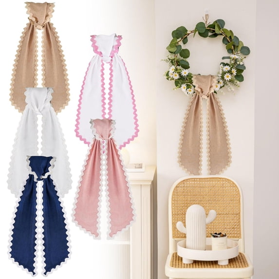 Noothes Cotton Wreath Sash for Front Door Satin Ribbon Garland Accessories Indoor Outdoor Bow Bridal Shower Holiday Summer Decor
