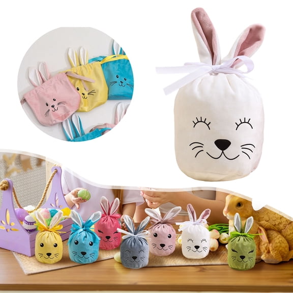 Noothes Easter Bunny Gift Bags Velvet Drawstring Pouches Bunny Treat Bags with Ears for Candy Jewelry and Holiday Favors Decorative Spring Bunny Bags for Basket Stuffers