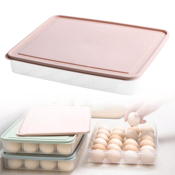 Noothes Eggs Trays with Lid 24 Grid Stackable Plastic Egg Storage ...
