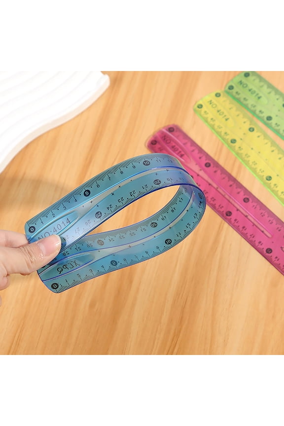Flexible Ruler 12 Inch Bendable Rubber Ruler Inches Centimeter Metric Measuring Drafting Tool Random Color