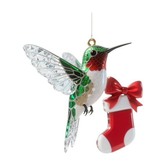 Noothes Glittering Christmas Bird Ornaments Set of Acrylic Bird Decorations for Tree Colorful Nature-Inspired Christmas Decor Elegant Hanging Home and Yard Decorations