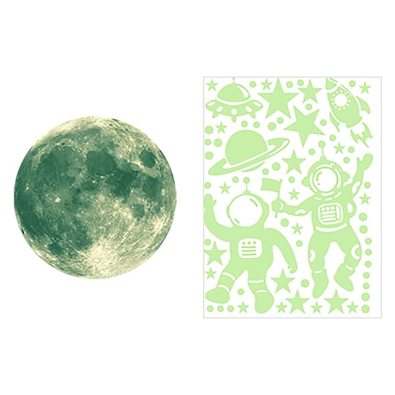 Noothes Glow in The Dark Stars and Planets Wall Decals Outer Space Theme PVC Wall Stickers for Ceiling Nursery Rocket Astronaut Boys Room Bedroom Decor