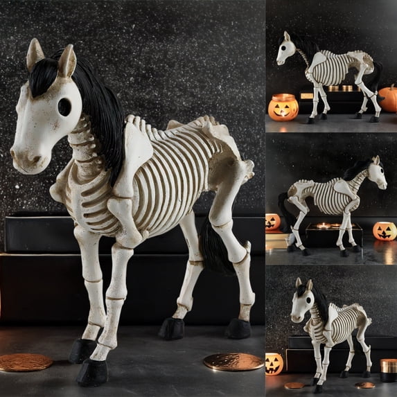 Halloween Animal Skeletons - High-Quality Resin Skeleton Horse Ornament, Realistic Design, Desktop Decor for Home & Party, Unique Halloween Gift