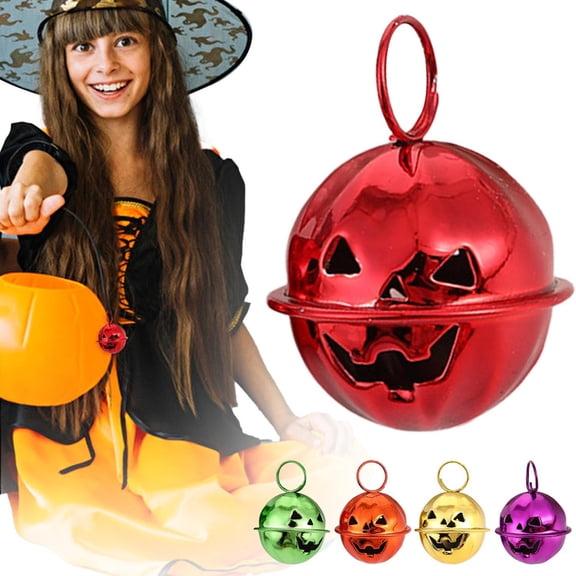 Noothes Halloween Bells with Glitter Pumpkin Ornaments, Hanging Halloween Decorations for Tree Indoor Outdoor Spooky Seasonal Display and Party