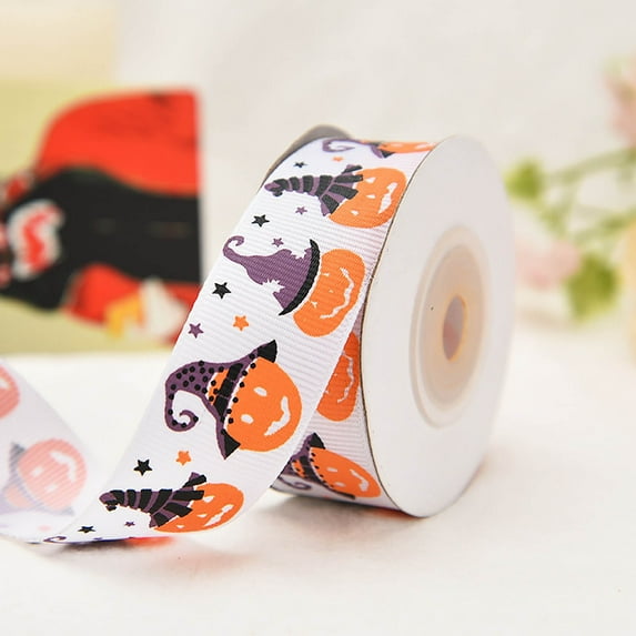 Noothes Halloween Wired Ribbon Set - 10 Vibrant Color Options, Premium Polyester Fabric (1cm/22m & 2.5cm/9m), Easy-Seal Design for Gift Wrapping, Crafts & Festive Decor (1 Roll Included)