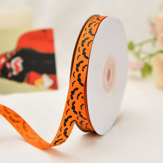 Noothes Halloween Wired Ribbon Set - 10 Vibrant Color Options, Premium Polyester Fabric (1cm/22m & 2.5cm/9m), Easy-Seal Design for Gift Wrapping, Crafts & Festive Decor (1 Roll Included)