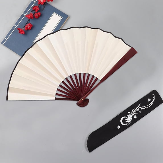 Noothes Hand Fans Bulk Silk Folding Fans for Line Dancing Blank White Decorative Fans for Weddings Parties Bulk Set