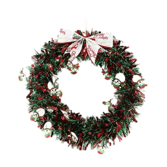 Noothes Handmade Christmas Wreath with Snowman Ornaments, Red & Green Indoor/Outdoor Door Decor, Weather-Resistant Festive Welcome Sign for Front Entry