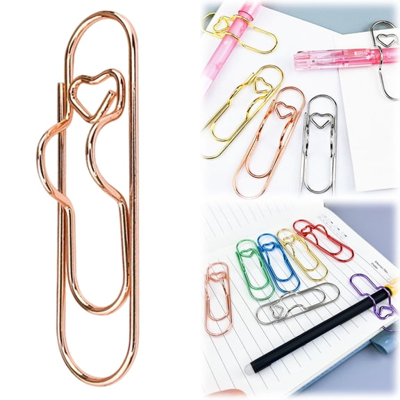 Noothes Heart Pen Clip for Notebook 7-Color Metal Pencil Holder Multifunctional Reusable Writing Tool