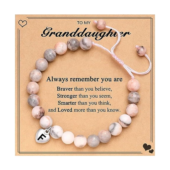 Noothes Initial Beaded Bracelet with Personalized Letter Charm, Adjustable Slide-Knot Birthday Gift Jewelry for Women