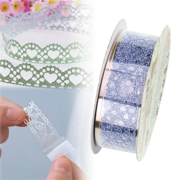Noothes Lace Washi Tape Roll Lace Stickers Border Stickers Decorative Tape for Crafts Glitter Flower Pattern