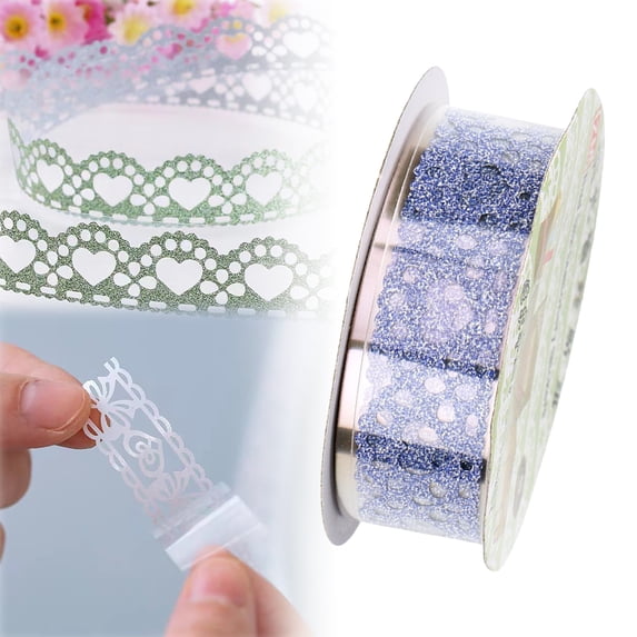 Noothes Lace Washi Tape Roll Lace Stickers Border Stickers Decorative Tape for Crafts Glitter Flower Pattern