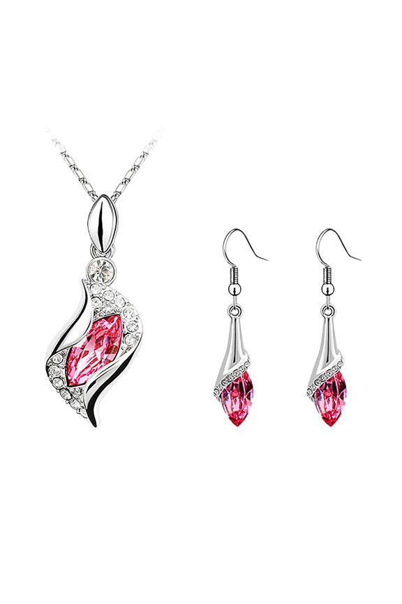 Luxury Crystal and Diamond Jewelry Set, Matching Earrings & Necklace Personality Gift for Women, Wedding Special Occasion Crystal Collection