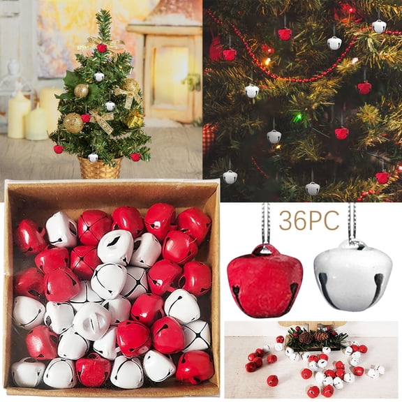 Noothes Metal Christmas Bell Ornaments 36pc Small Bell Set Gift Box Metal Bell Crafts Christmas Decoration For Tree Wreath Garland DIY Holiday Decor