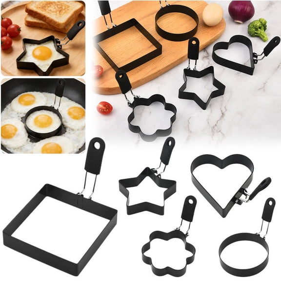 Noothes Pancake Ring Square Egg Mold Fried Egg Ring Heart Shape Pancakes Mold Egg Shaper For Frying Pan Multi Shape Breakfast Set