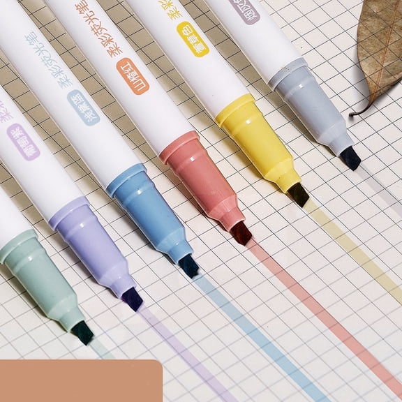 Noothes Pastel Highlighters Set, 6 Pack Mildliner Style Chisel Tip Assorted Colors, No Bleed Quick Dry Ink for Bible Study Journaling Aesthetic Supplies