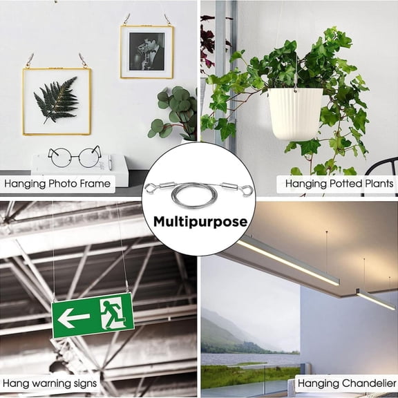 Noothes Picture Hanging Wire Stainless Steel Wire Rope Adjustable Lanyard 2 Pack for Frames Lamps Easy Secure Hanging