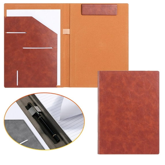 Noothes Premium PU Leather Portfolio Binder - Business Padfolio with Exterior Clipboard, Multi-Pocket Document Organizer for Interviews, Meetings & Presentations