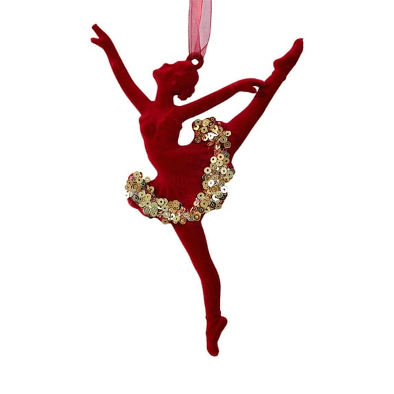 Noothes Red and Gold Christmas Ornament Set, Individual Ballerina Pumpkin Carriage and Deer Hanging Decorations for Festive Tree Decor and Holiday Home Accents