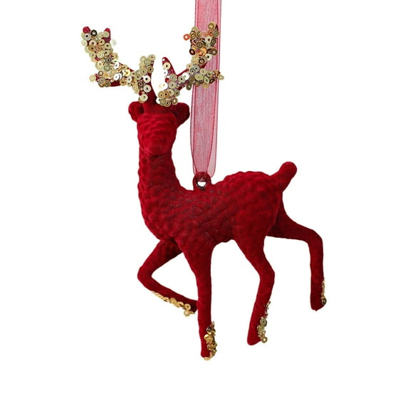 Noothes Red and Gold Christmas Ornament Set, Individual Ballerina Pumpkin Carriage and Deer Hanging Decorations for Festive Tree Decor and Holiday Home Accents