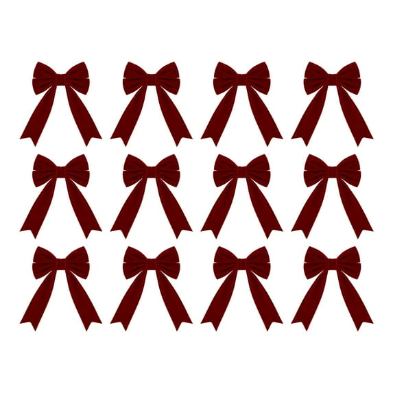 Noothes Red Velvet Christmas Bows 4.5 Inch 12-Pack, Premium Ribbon Decor for Wreaths, Gift Wrapping and Festive Displays