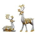 thumbnail image 1 of Noothes Resin Reindeer Sculptures 2-Piece Set Standing and Laying Deer Figurines for Christmas Home Desk Decor Living Room Accents, 1 of 9