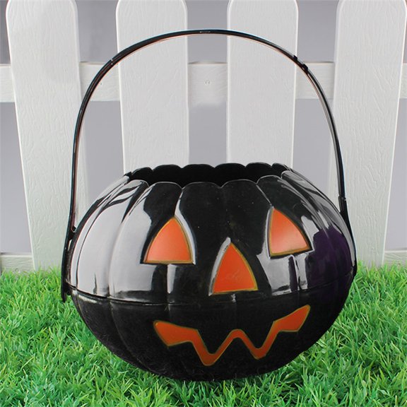 Noothes Reusable Foldable Halloween Pumpkin Bucket for Trick or Treat - Collapsible Candy Container, Medium 6.9"x3.7", Durable PP Plastic in Festive Colors