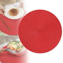 Noothes Round Placemats Set of 4 15 Inch Red Woven Washable Table Mats for Dining Kitchen Decor