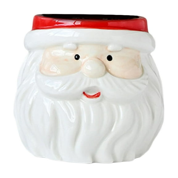 Noothes Santa Ceramic Flowerpot Christmas Tree Planter with Festive Figure, Compact Holiday Decorative Pot for Indoor Tabletop and Centerpiece Displays