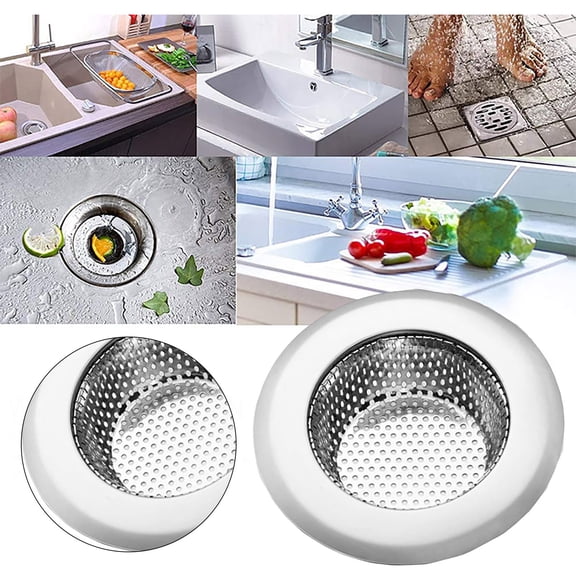 Noothes Sink Filter Screen, Large Wide Edge Stainless Steel Drain Filter, Kitchen Sink Drain Screen Mesh for Food Debris, Sink Drain Mesh for Bathroom & Kitchen(2PC)