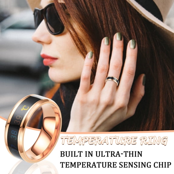 Noothes Smart Temperature Change Color Ring Stainless Steel Temperature Ring for Couples Anniversary Valentine's Day Gift